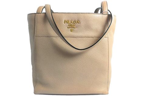 Prada Vitello Phenix Tote Beige in Leather with Gold